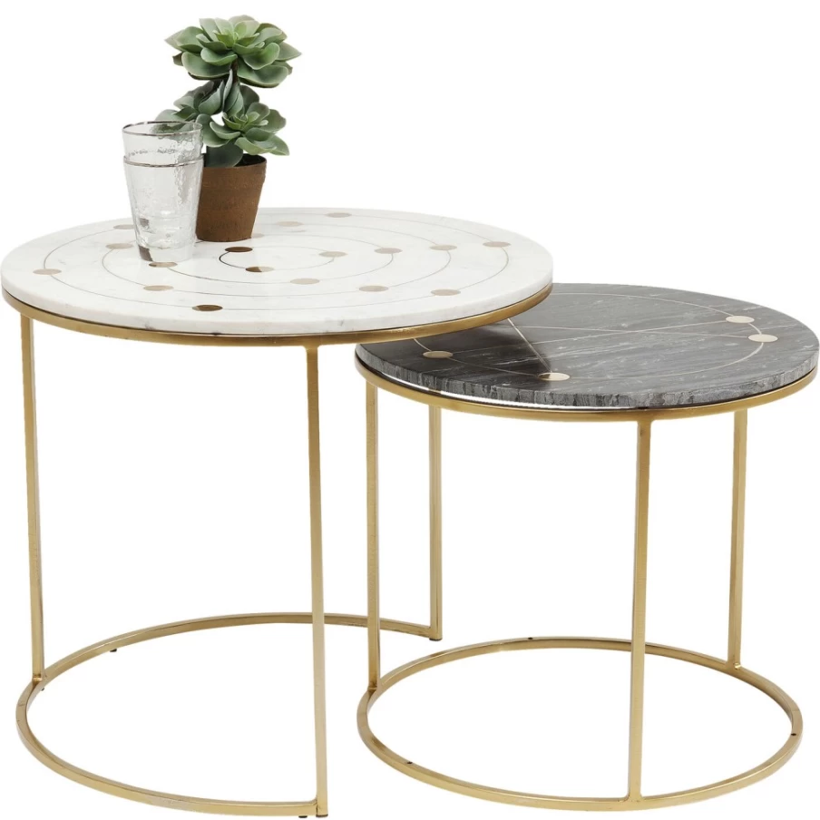 KARE Design Mystic Round Side Table - Set of 2 Small Modern End Tables