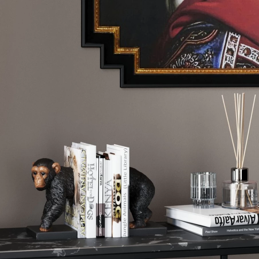 KARE Design Modern Bookend Set - Playful Chimp Bookends (2-Piece) for Stylish Shelves