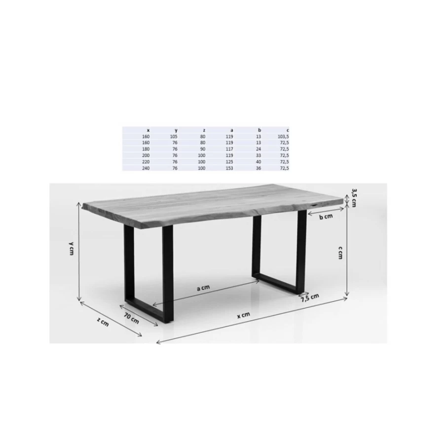 KARE Design Modern Steel Dining Table - 200X100cm Industrial Style Table Symphony Crude Steel
