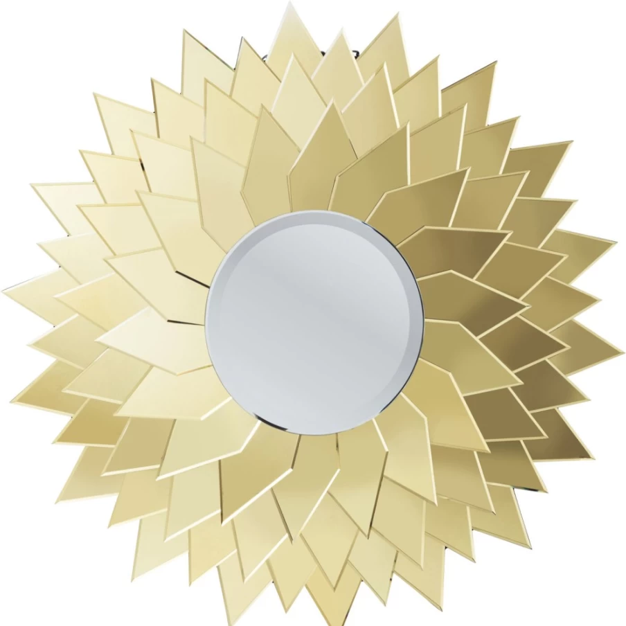 KARE Design Modern Round Mirror with Sunflower Motif, 120cm Wall Decor for Stylish Interiors
