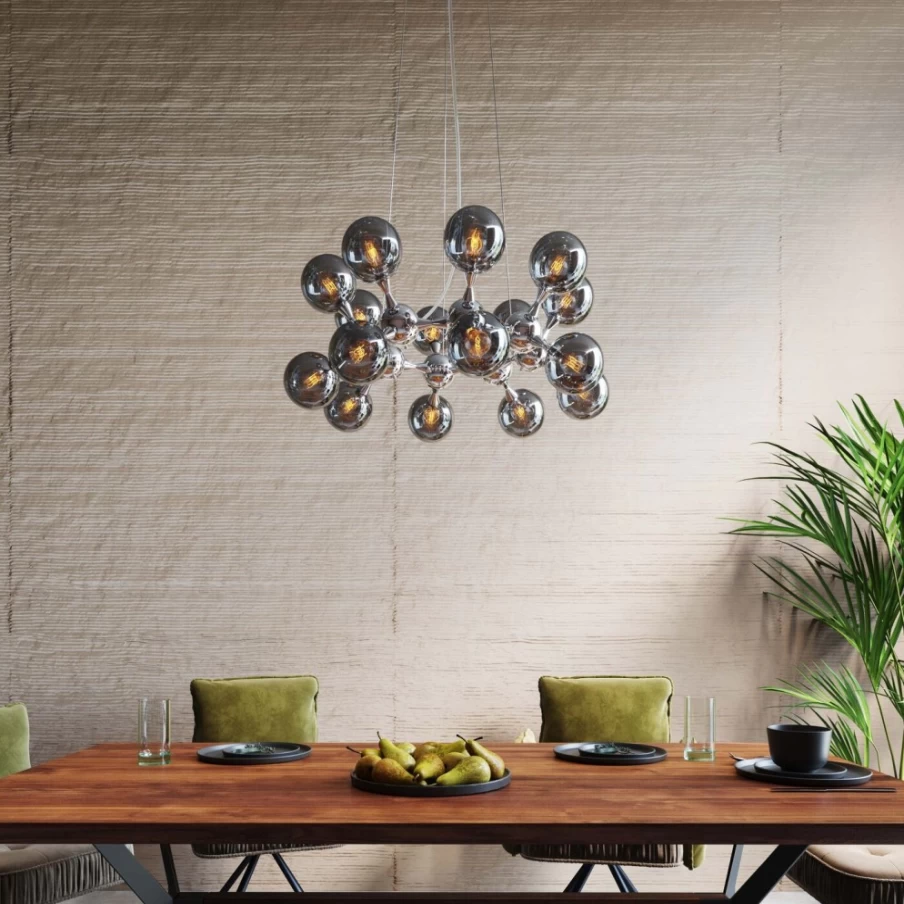 KARE Design Modern Atomic Balls Silver Pendant Lamp - 74cm Stylish Lighting Fixture