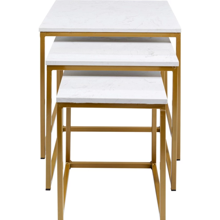 KARE Design Modern Side Table Set of 3 - Key West Gold Accent Tables for Living Room