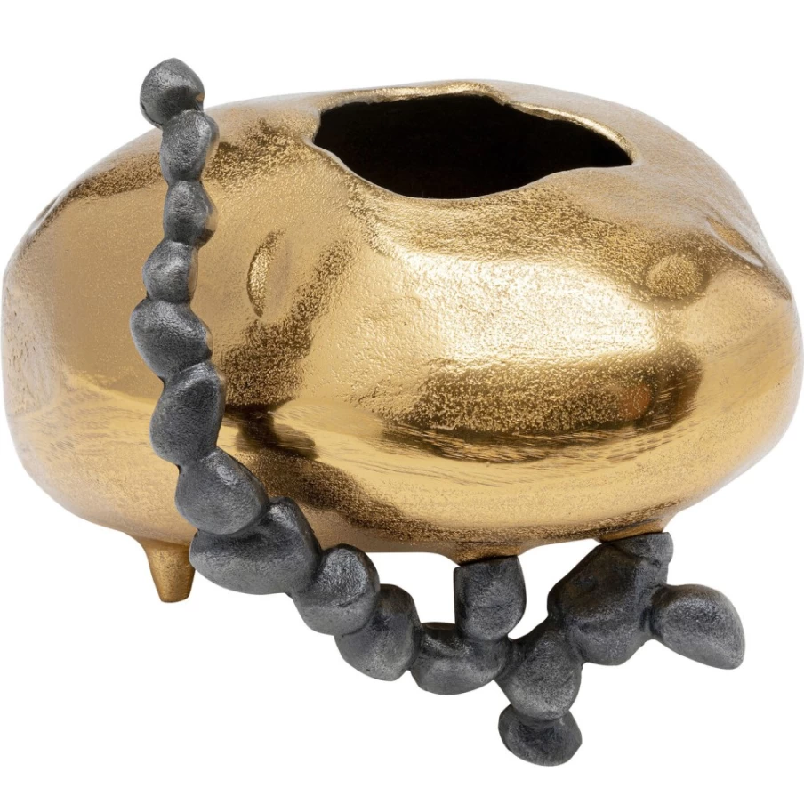 KARE Design Modern Gold Art Vase with Decorative Stones - 16cm Elegant Home Decor