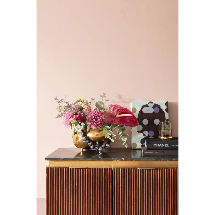 KARE Design Modern Gold Art Vase with Decorative Stones - 16cm Elegant Home Decor
