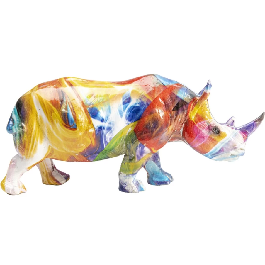 KARE Design Modern Colored Rhino Decor Figurine - 17cm Handmade Animal Statue for Home & Gift