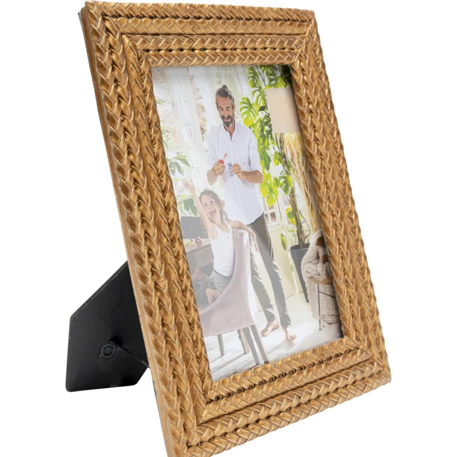KARE Design Braided Picture Frame 13x18 cm - Handwoven Decorative Photo Frame for Wall or Table Display
