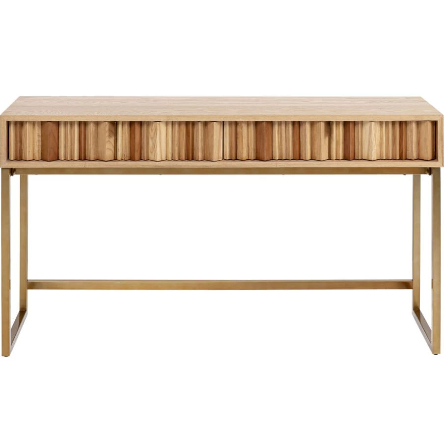 KARE Design Modern Console Table with Concertina Detail, Natural Finish, 136cm x 40cm