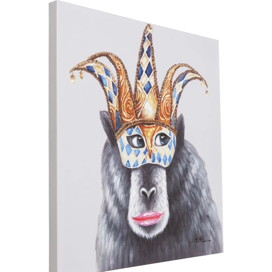 "KARE Design Carnival Monkey Abstract Art Print 70x70cm Picture Touched Wall Decor"