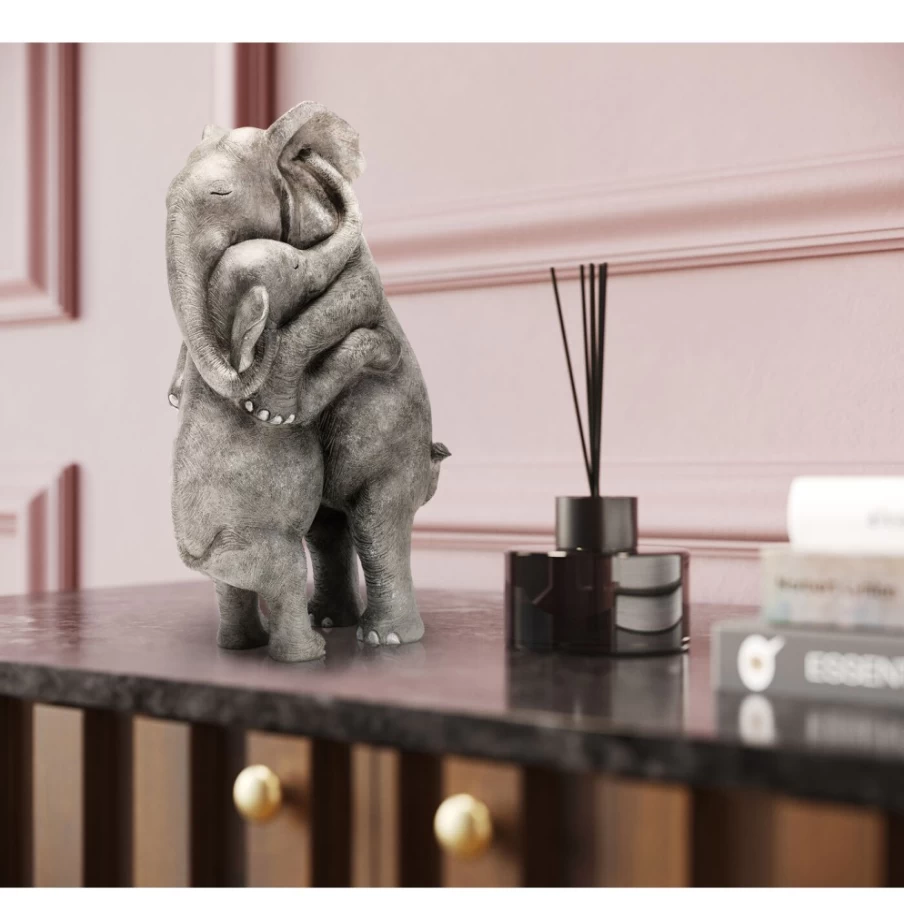 KARE Design Modern Elephant Hug Sculpture - Handmade Deco Figurine for Home Decor