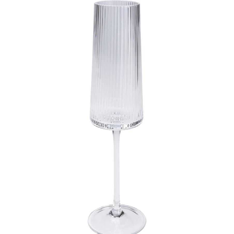 KARE Design Modern Champagne Flute Glass - Elegant Riffle Pattern for Celebrations