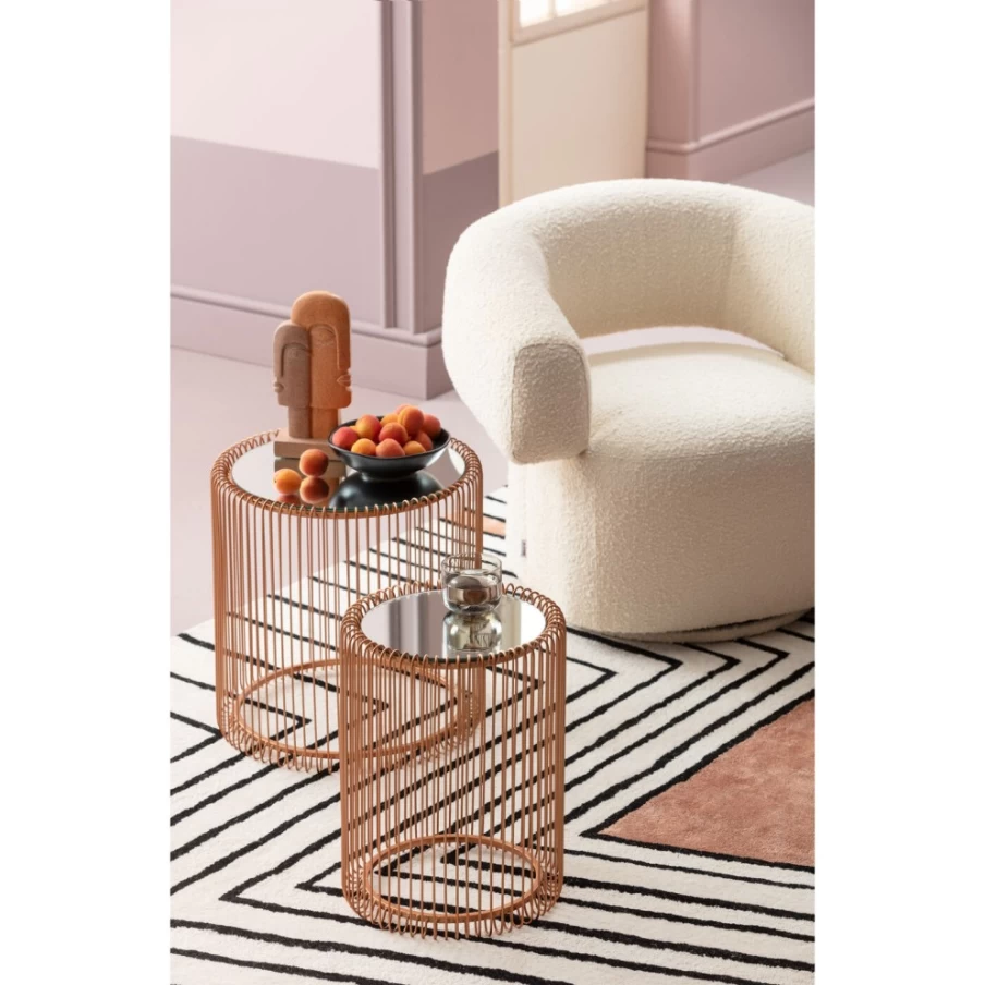 KARE Design Modern Copper Wire Side Table Set of 2 - 44cm Industrial Chic End Tables