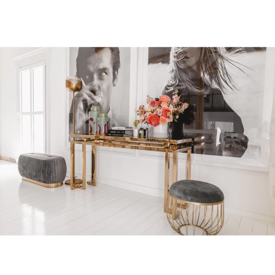 "KARE Design Gold Console Table - Stylish & Modern Entryway Furniture"