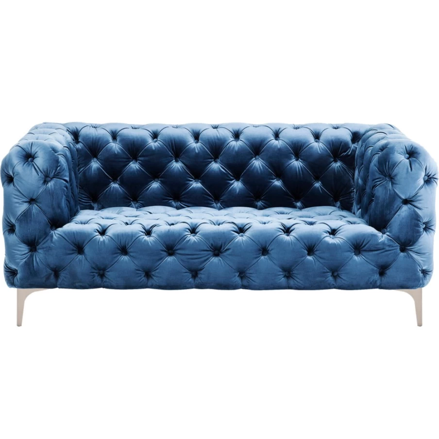 "KARE Design Velvet Blue 2-Seater Sofa Look Modern Luxury Lounge Chair"