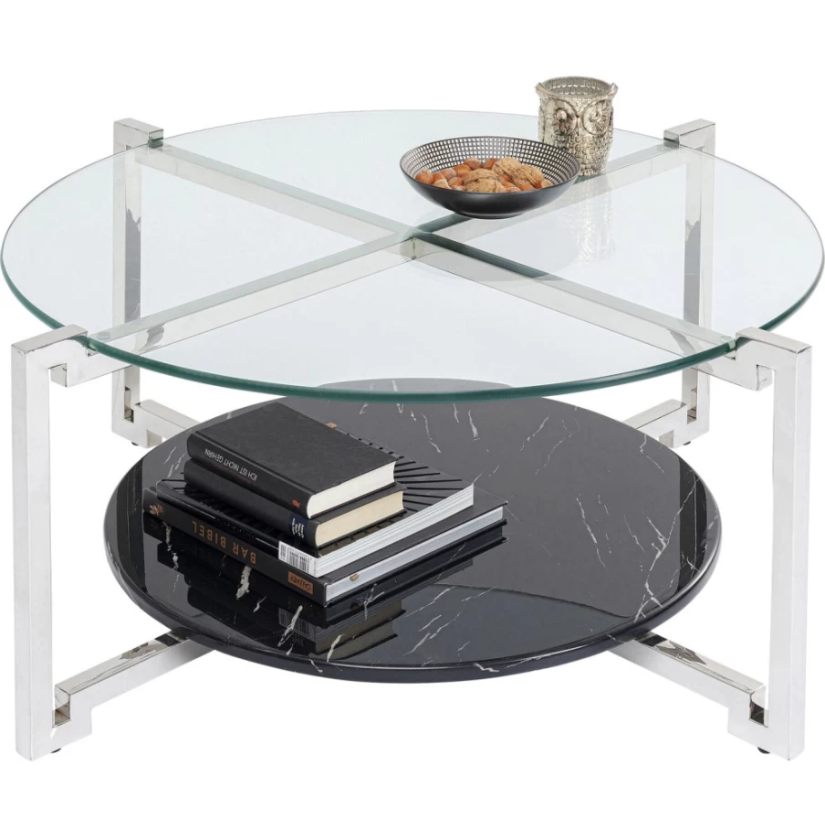 KARE Design Vivian Modern Coffee Table - 105cm Oval Glass Top Living Room Center Table