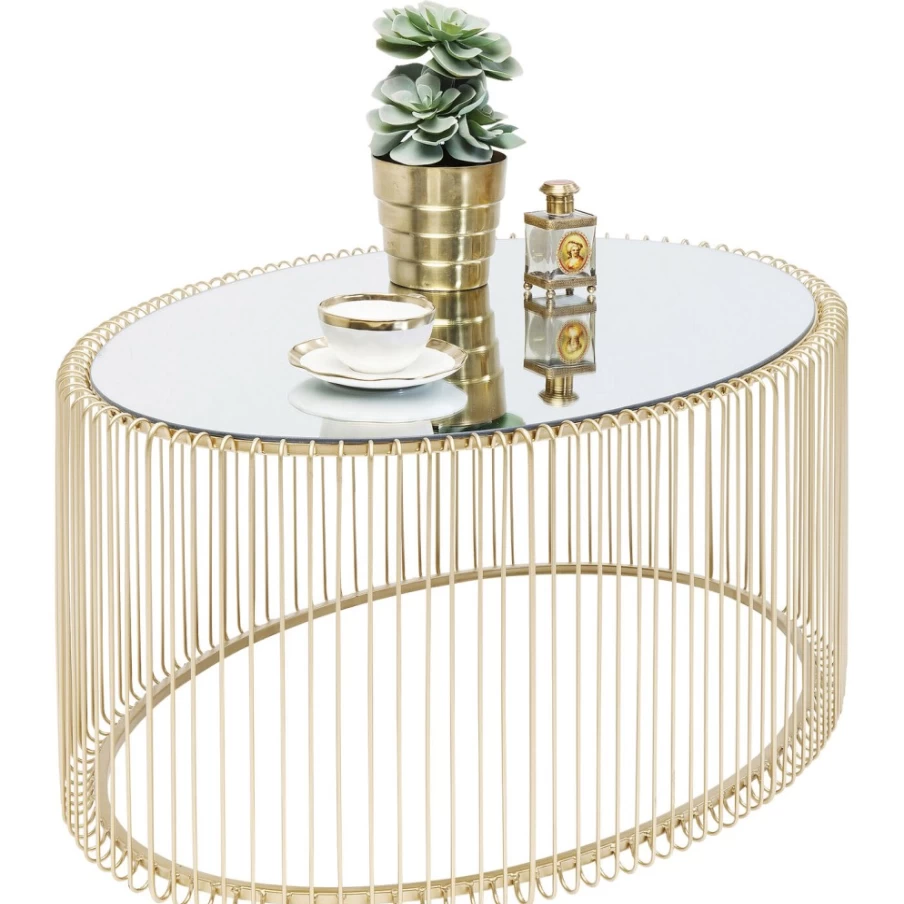 KARE Design Uno Brass Coffee Table - 60x90cm Modern Wire Mesh Side Table