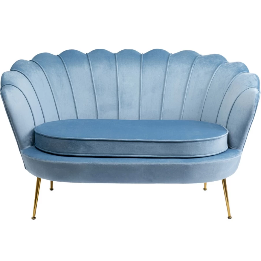 "KARE Design Modern Water Lily 2-Seater Sofa in Gold & Aqua – Luxury Compact Couches"