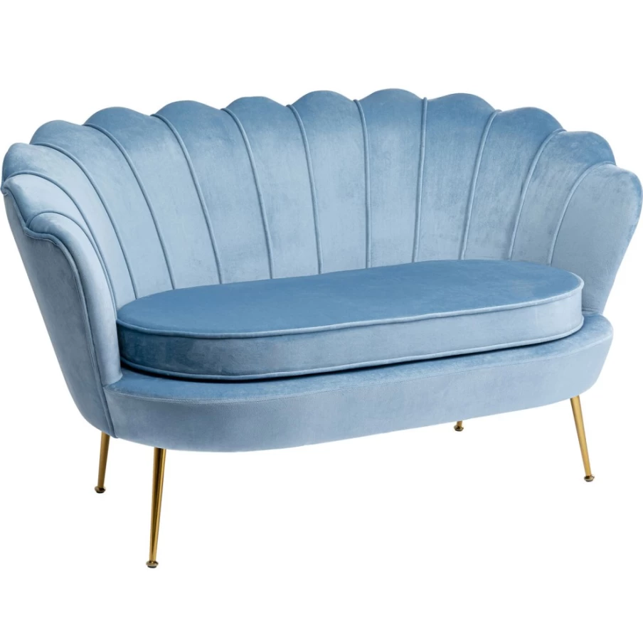 "KARE Design Modern Water Lily 2-Seater Sofa in Gold & Aqua – Luxury Compact Couches"