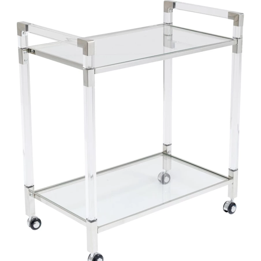 KARE Design Josy Silver Bar Cart - Modern Rolling Drink Trolley for Home Bar
