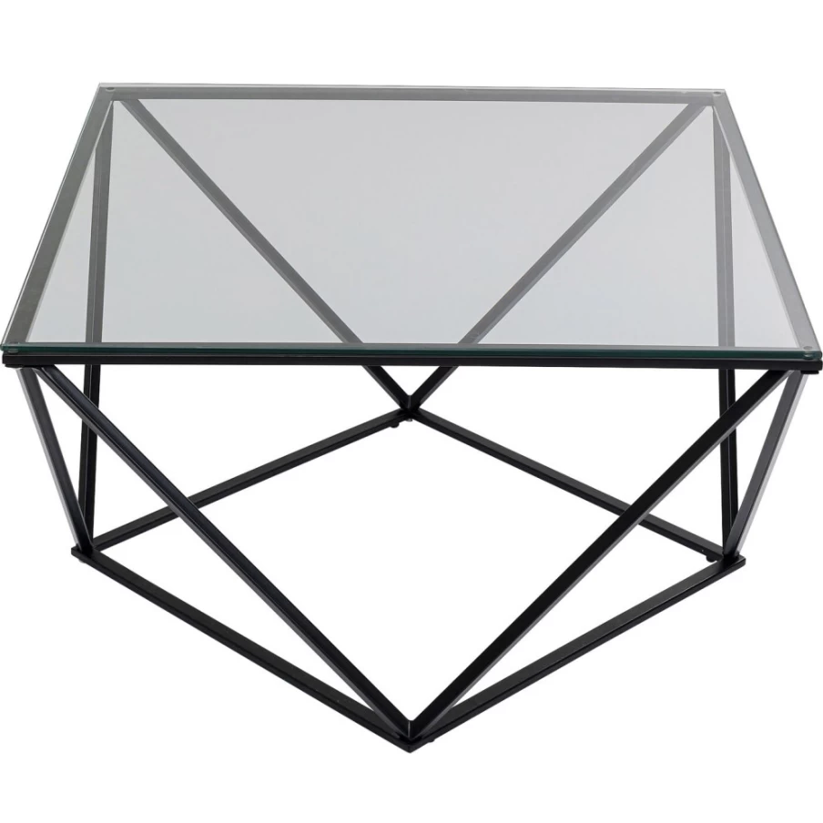 KARE Design Modern Cristallo Black Glass Coffee Table 80x80cm Square Living Room Center Table