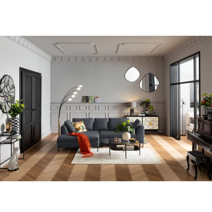 KARE Design Gianni Dolce Left-Facing Dark Grey Corner Sofa – Modern L-Shaped Sectional for Living Room