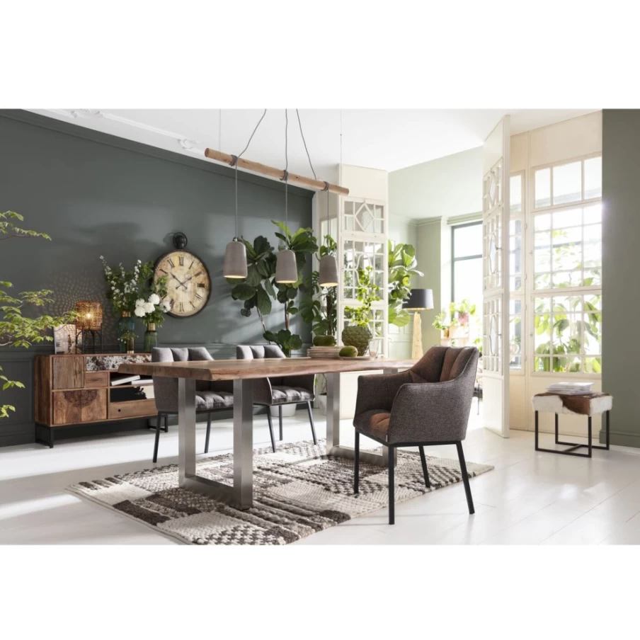 KARE Design Modern Wooden Dining Table 195x100cm Natural Finish 5cm Thick