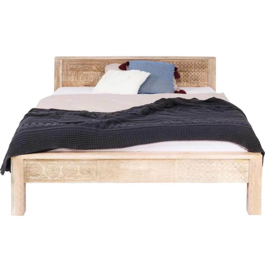 KARE Design Puro High Wooden Bed Frame 160x200 cm Modern Solid Wood Bedroom Furniture