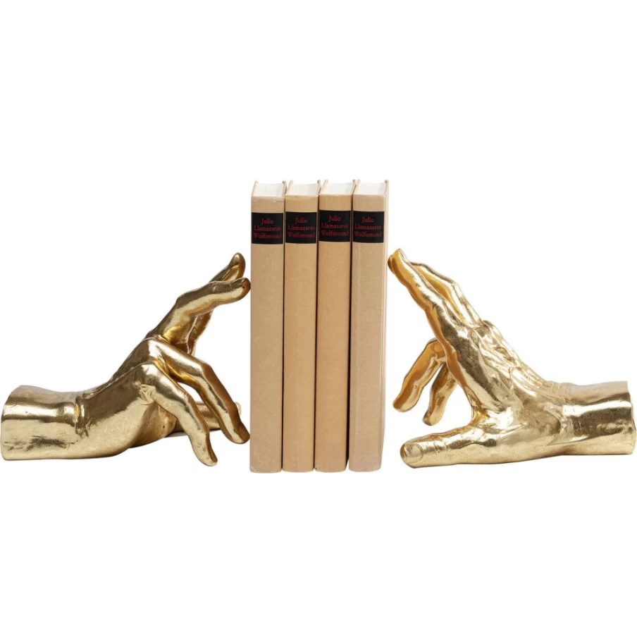 KARE Design Modern Bookends - Finger Shape Book Holder Set of 2 for Stylish Shelf Decor