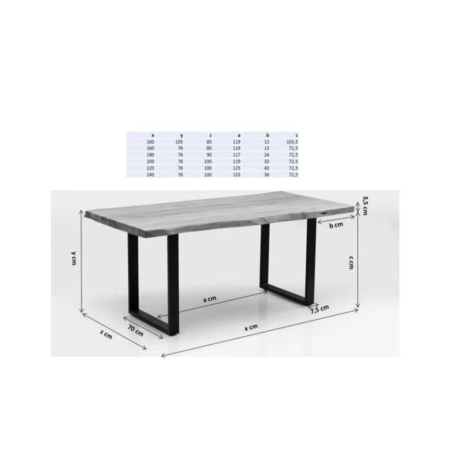 KARE Design Modern Oak Dining Table - 160x80cm Silver Finish Symphony Collection