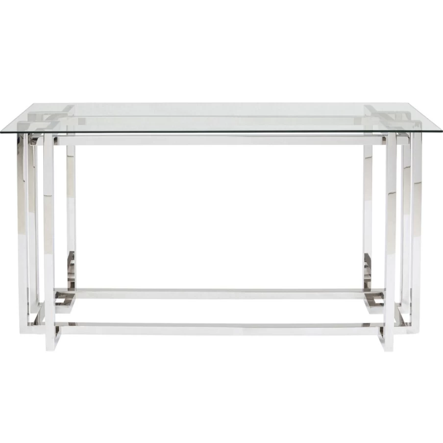 KARE Design Modern Console Table Clara - Silver Finish, 145cm x 76cm, Entryway Hallway Sofa Table