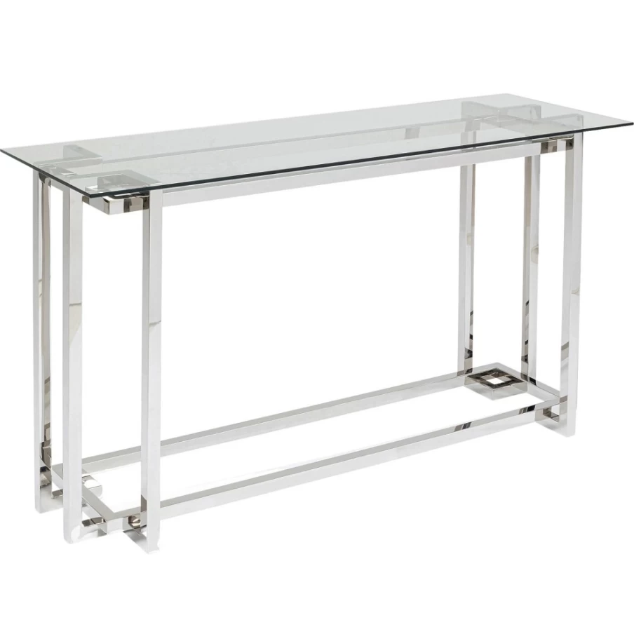 KARE Design Modern Console Table Clara - Silver Finish, 145cm x 76cm, Entryway Hallway Sofa Table
