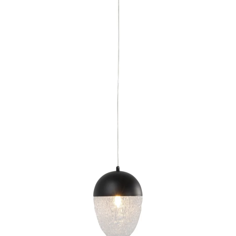 KARE Design Modern Black Matt Frozen Glass Pendant Lamp - 20cm Stylish Hanging Light for Home Decor