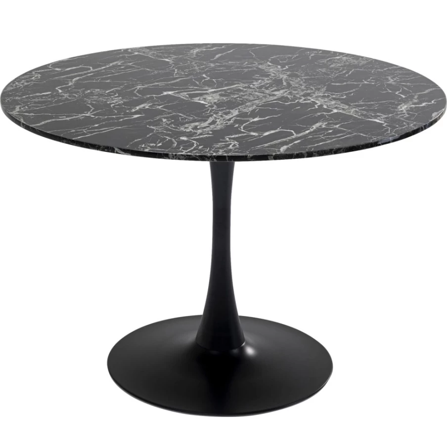 KARE Design Veneto Black Marble Dining Table 110cm Modern Round Kitchen Table