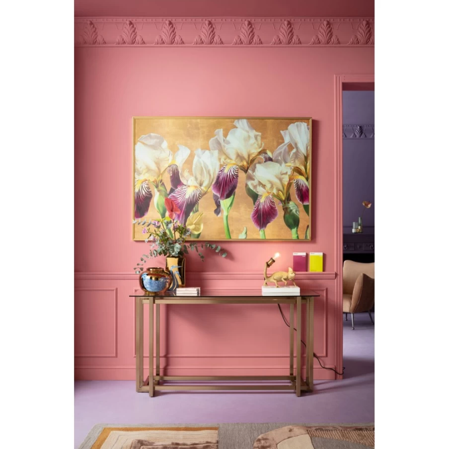 KARE Design Clara Gold Console Table - 145cm x 76cm Modern Entryway Hallway Sofa Table