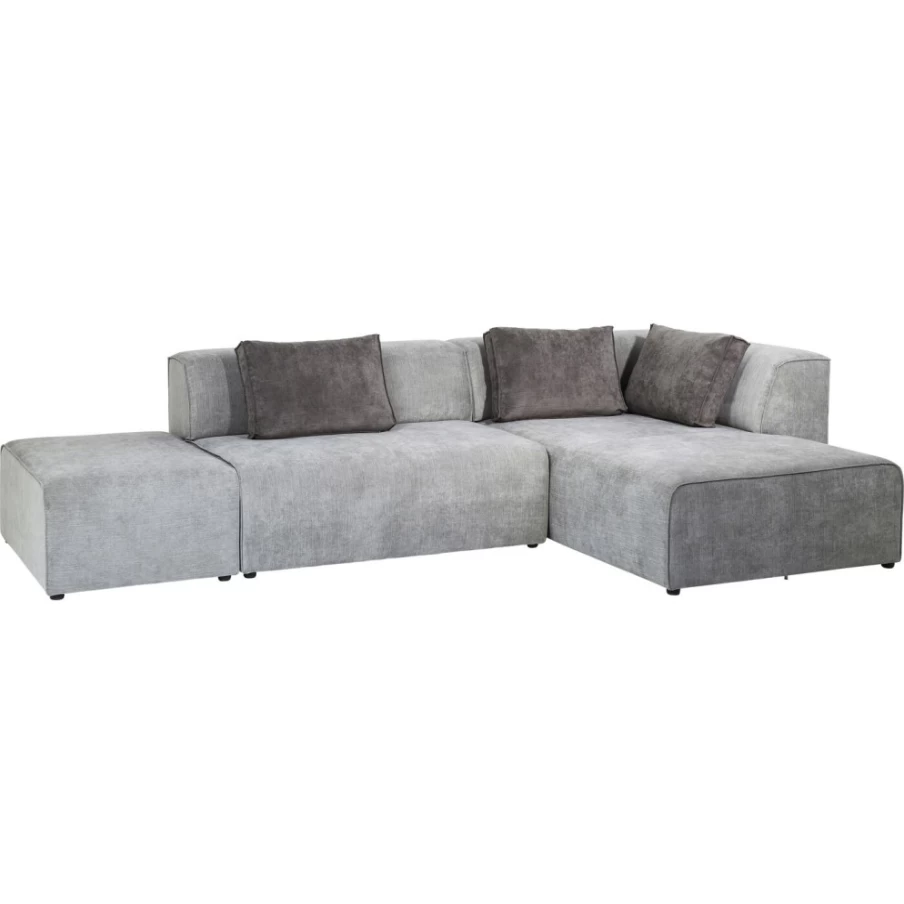KARE Design Modern Grey Corner Sofa with Ottomane Right Section - Infinity Collection