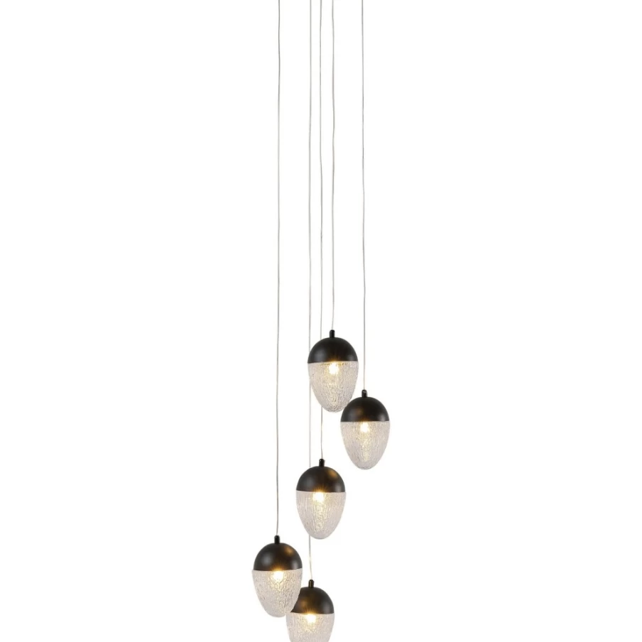 KARE Design Modern Black Matt Pendant Lamp Frozen 5 with 35cm Diameter