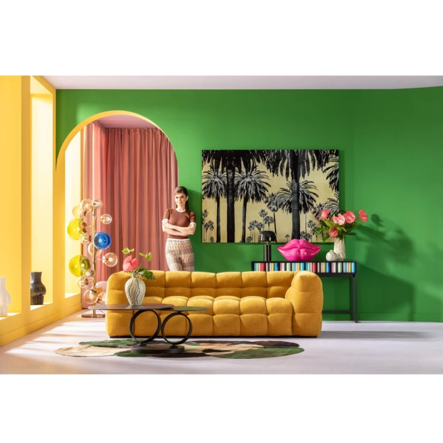 KARE Design Modern Picture Glass Wall Art with Metallic Palms - 180x120cm Tropical Decor