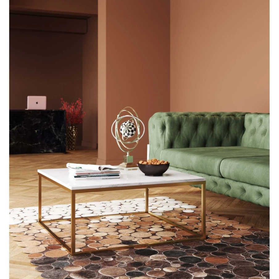 KARE Design Modern Gold Coffee Table Key West Style 90x90cm Square Luxury Living Room Center Table