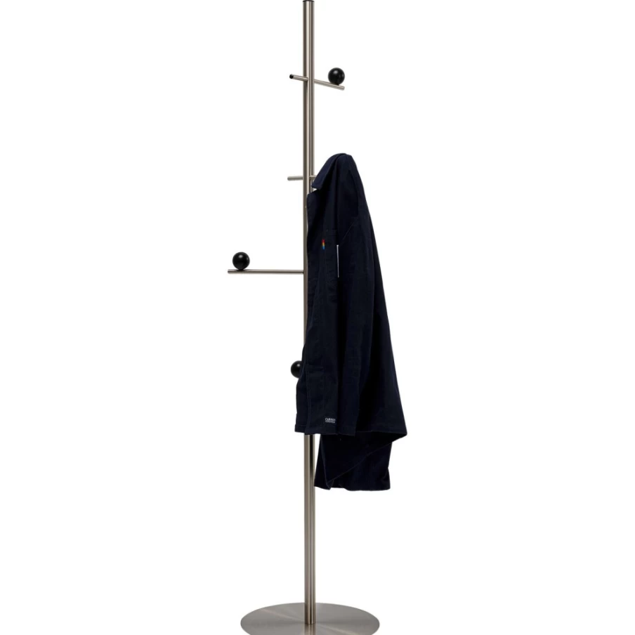 KARE Design Modern Chrome Coat Stand - 174Cm Height, Sleek Balance Floor Hanger for Stylish Entryway Organization