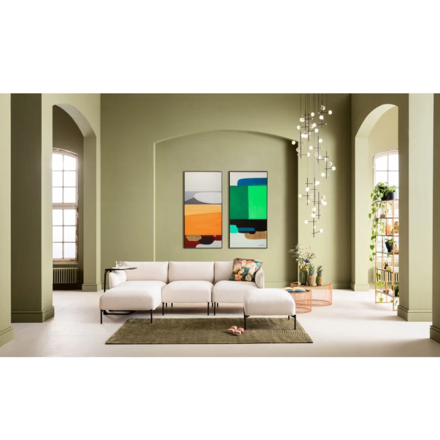 "KARE Design Modern Abstract Framed Art Print - Orange Geometric Shapes, 73x143cm Wall Decor"