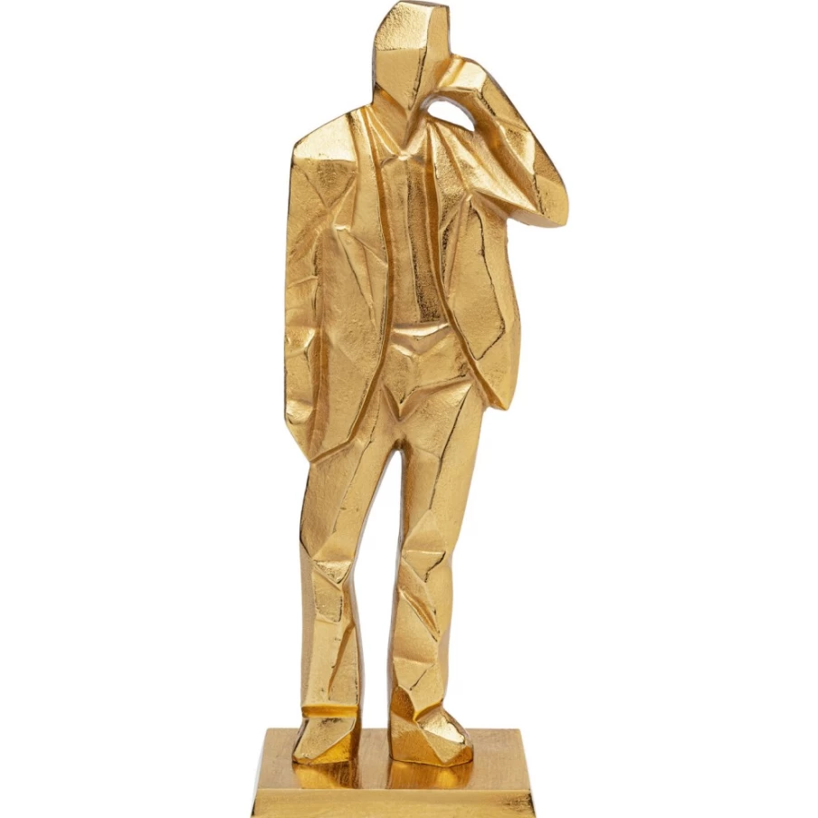 "KARE Design Modern Gold Standing Man Decor Figurine - 62cm Tall Sculpture for Home & Office"