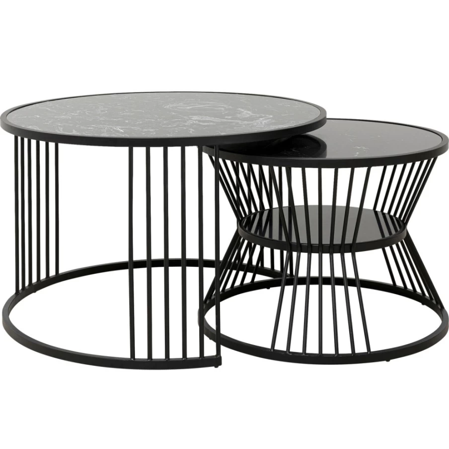 KARE Design Modern Roma Black Coffee Table Set of 2 - Stylish Living Room Furniture