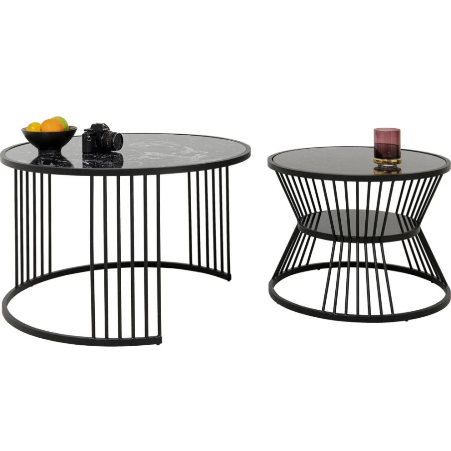 KARE Design Modern Roma Black Coffee Table Set of 2 - Stylish Living Room Furniture