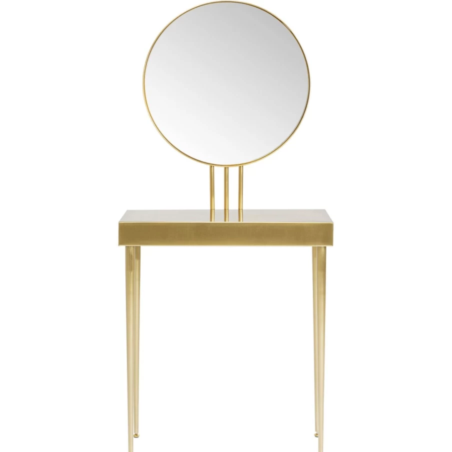 KARE Design Modern Console Table with Curved Mirror Art - 153x70cm Mid-Century Entryway Hallway Furniture