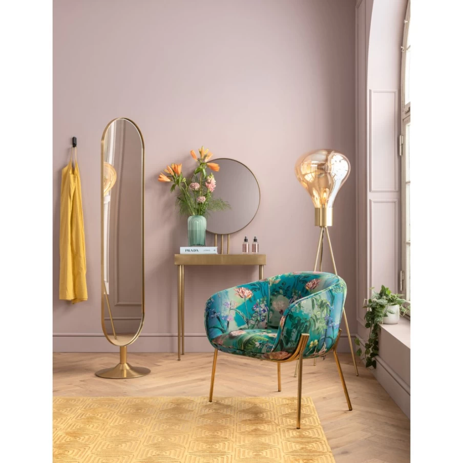 KARE Design Modern Console Table with Curved Mirror Art - 153x70cm Mid-Century Entryway Hallway Furniture