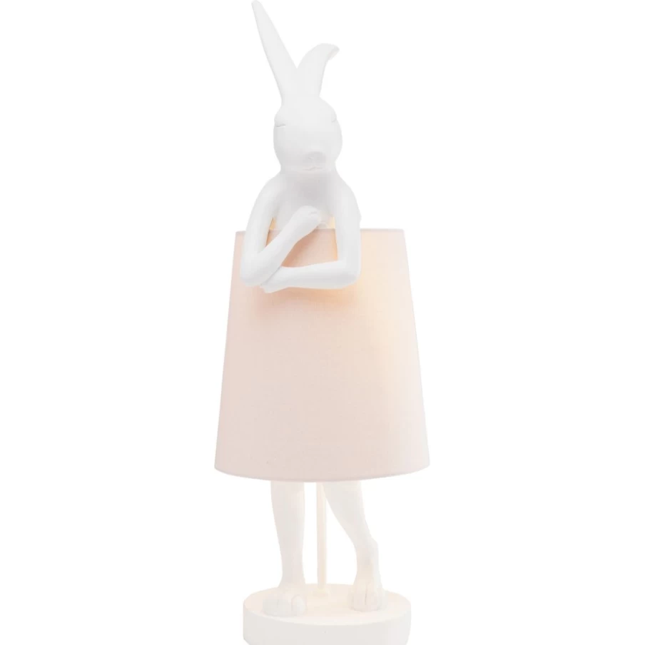 KARE Design Modern White Rabbit Table Lamp - 68cm Tall Animal Nightstand Lighting