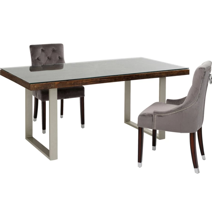 KARE Design Modern Silver Dining Table Conley 180X90 - Stylish Large Rectangle Table for Dining Room