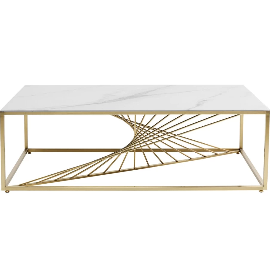 KARE Design Modern Coffee Table with Art Marble Glass Top – 140 x 70 cm Elegant Living Room Furniture