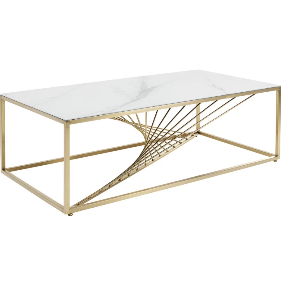 KARE Design Modern Coffee Table with Art Marble Glass Top – 140 x 70 cm Elegant Living Room Furniture