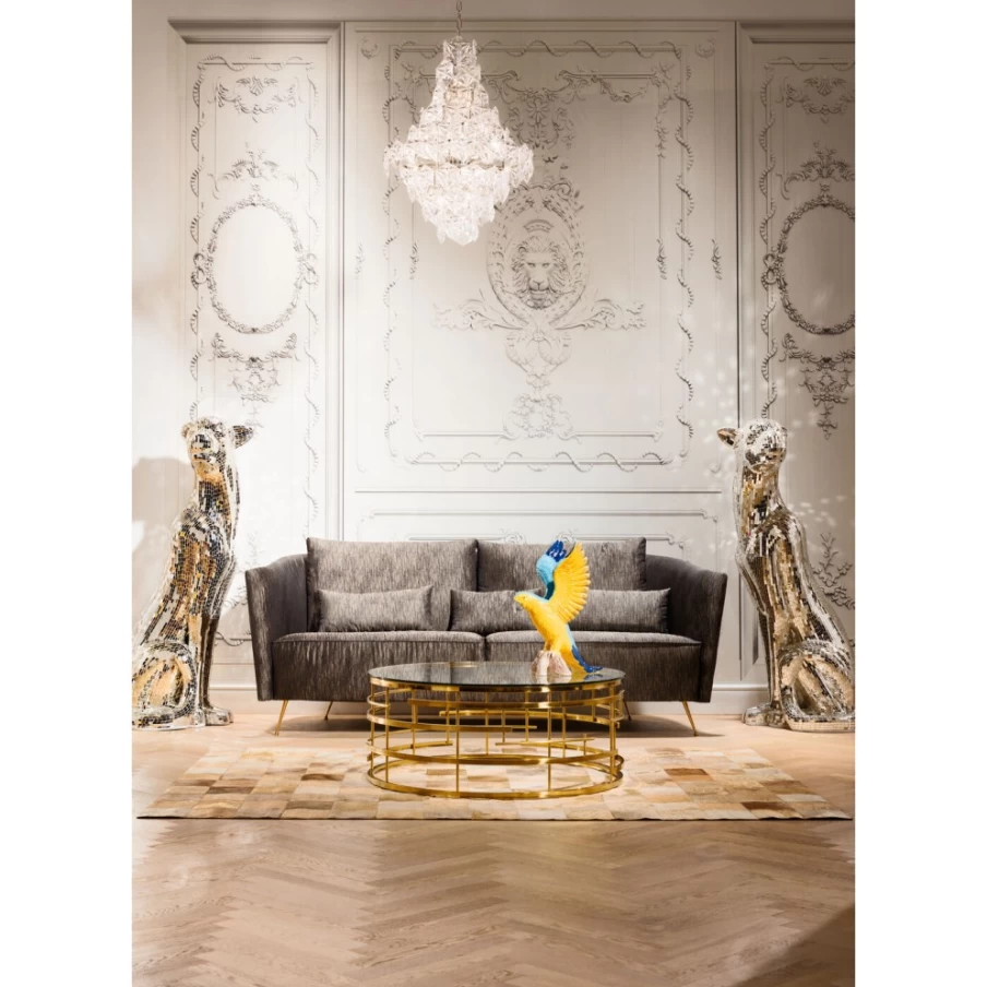 KARE Design Modern Jupiter Gold Coffee Table - 100cm Round Luxury Glass Top Living Room Center Table
