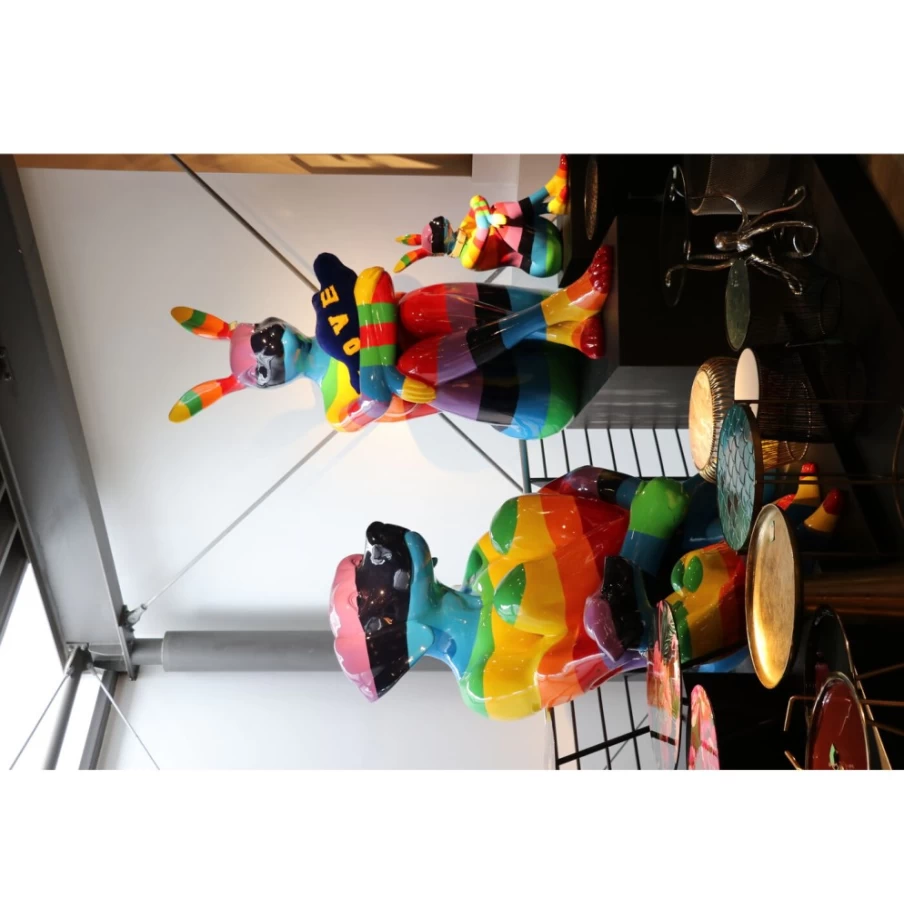 KARE Design Modern Rainbow Sitting Dog Decor Figurine - 173cm Colorful Sculpture for Home & Garden